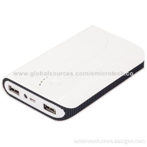 1,2000mAh Fashionable Polymer Dual USB Port Power Bank, Long Standby Time, Sized 124*83*22.5mm